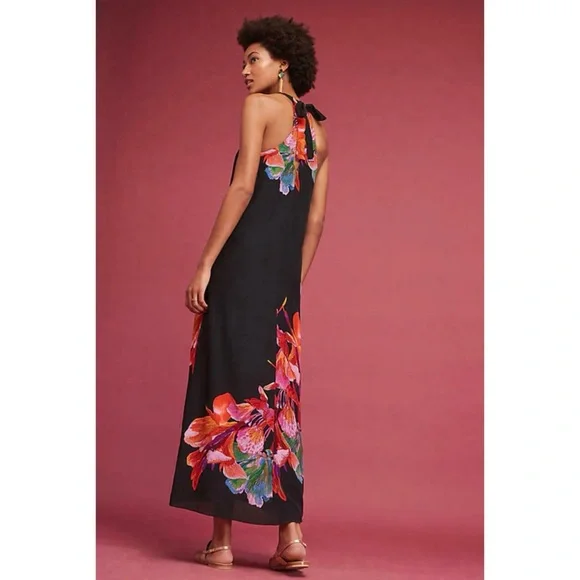 Okinawa Prefecture Anthropologie Black Floral Dress Anthropologie